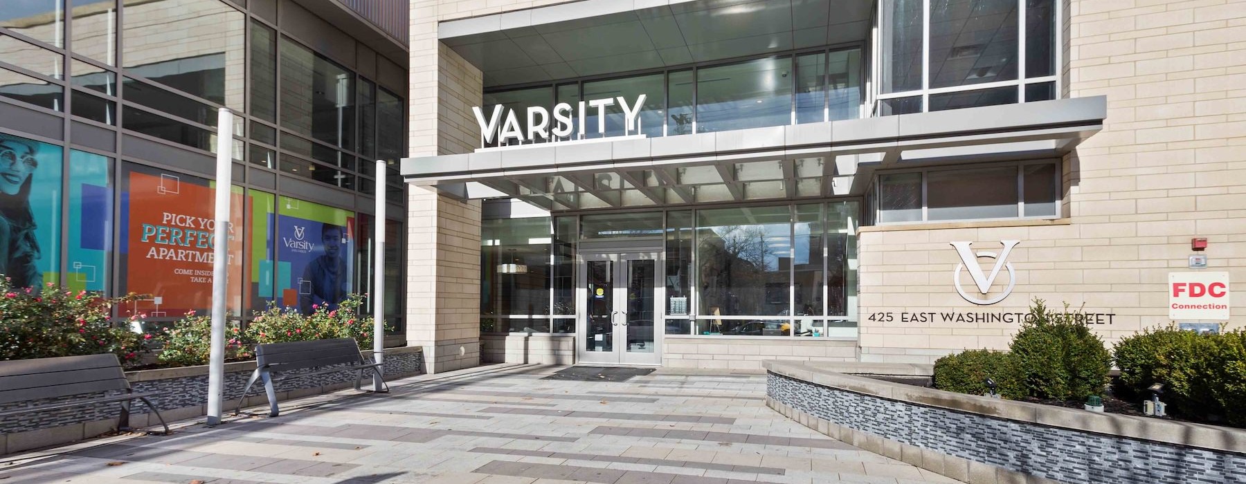 a building with a sign on the front