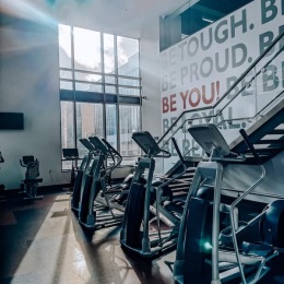 a gym with exercise equipment