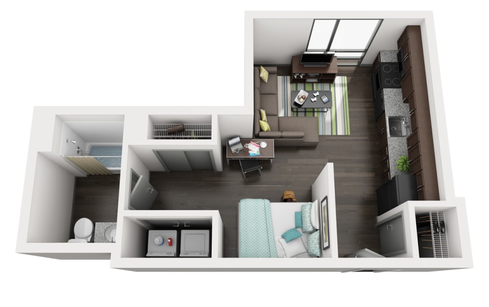 Studio - Studio floorplan layout with 1 bathroom and 429 square feet (Studio A)